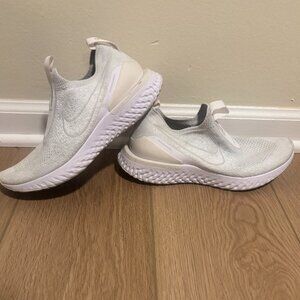 Nike Epic Phantom React Flyknit White Slip On Running Shoes